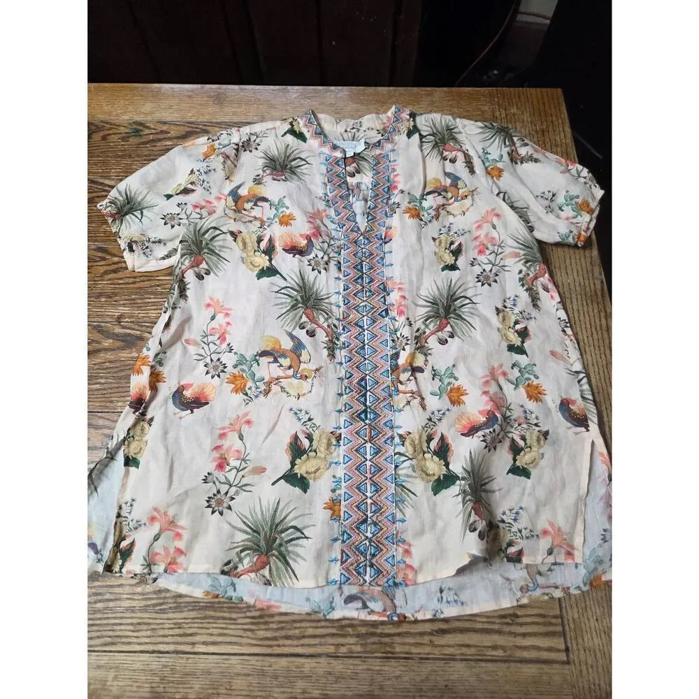 Johnny Was Puff Sleeve Effortless Tunic In Dessert Print Sz Small